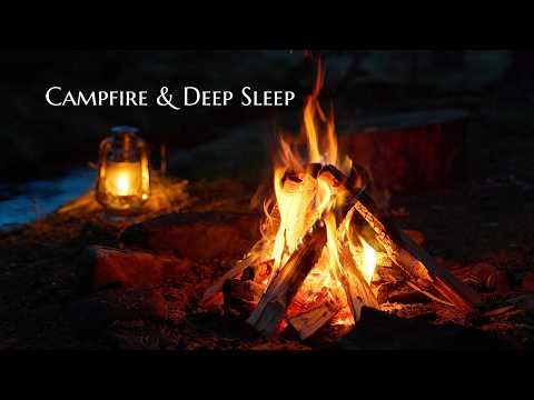 Real Night Campfire 4K🔥by the Forest Stream🌲Crackling Sounds & Deep Sleep