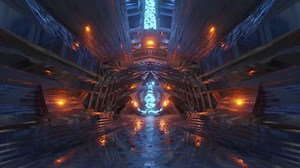 Sci Fi Future Fantasy Alien planet Big Hall building background 3D rendering