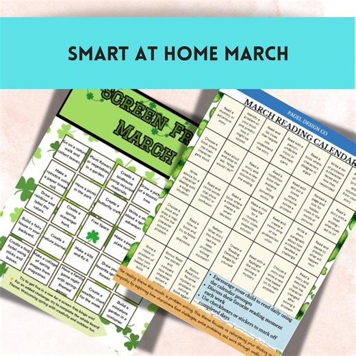March Learning Bundle – Reading Log, Screen-free Bingo & Printable St. Patrick's Day Activity - Etsy