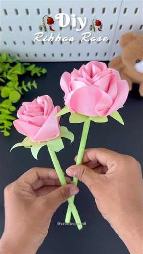 DIY ribbon rose 🥀 #diy #diyflowers #howtomake
