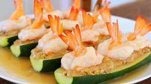 230K views · 2.9K reactions | Steamed Shrimp Zucchini Boat Recipe!...
