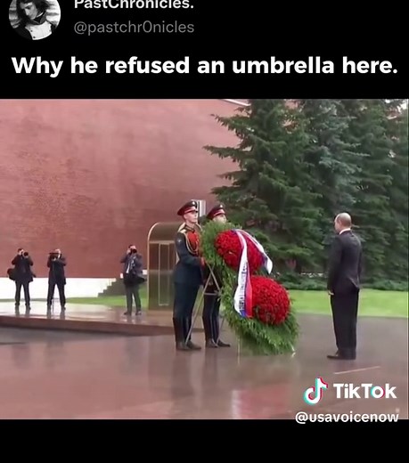 Putin de pie bajo la lluvia en la Tumba del Soldado Desconocido