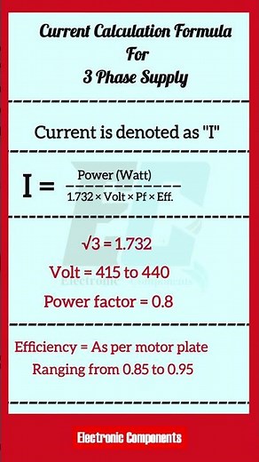 3 phase system current calculation formula #shots