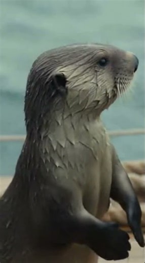 A sea otter escapes danger as a shark moves closer in open water.