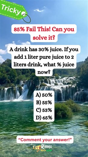 🥤 Real-World Math Can You Solve This MIXTURE Puzzle? | ACT & SAT Prep #shorts #math #riddlemathworld