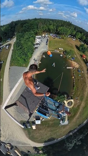 Insane 100ft 360 from a crane #cliffjumping #jump