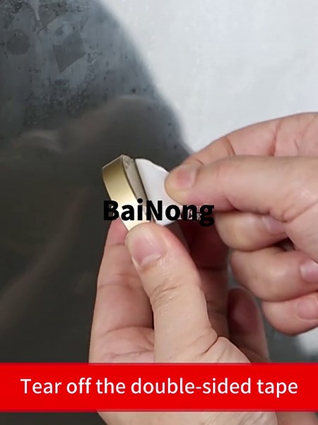 BaiNong 1Pair Round Glass Sliding Door Handle Stick-on Fixing Screwless Back-to-Back Shower Pulls Barn Pocket Door Sliding knobs (Gold Paste Fixed)