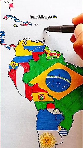 Draw Flag Map of Guadeloupe 🇬🇵 France 🇫🇷 #guardeloupe #france