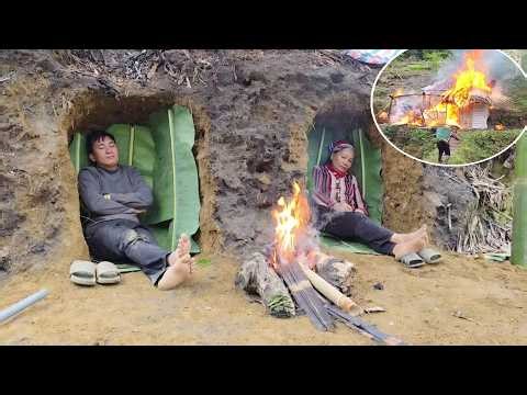 The fire left Hang homeless, so he dug a hole to sleep in to escape the cold.