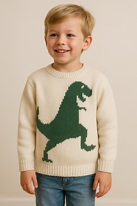 Stomping T-Rex Knitting Chart - Dinosaur Motif for Sweater, Bag or Scarf | PDF Download