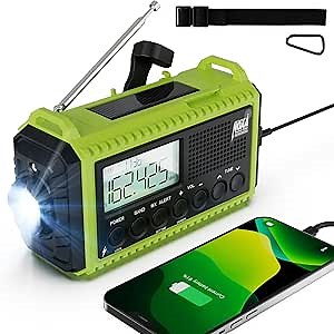 NOAA Weather Radio with Alerts, 5-Way Powered Emergency Hand Crank Solar Radio, Portable AM/FM Shortwave, Battery Operated Radio with Phone Charger, SOS Alarm, Flashlight for Survival and Emergencies