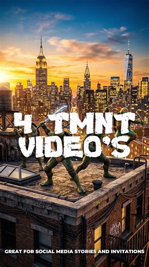 Ninja Turtles Invitation Video | 4 Animated Clips | 10 Sec MP4 | Instagram Reel Story | Canva Party Invite | Birthday Party Invitation - Etsy