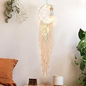 Wall Hanging Tapestry, Bohemian Style, Macrame Wall Hanging, Macrame Room Décor Woven Tapestry Wall Art Boho DIY Wall Hangers 40" Long (Moon Star Crescent Macrame)