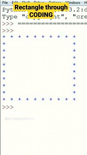 How to create RECTANGLE through coding in PYTHON#coding #python #programming #shorts #youtubeshorts