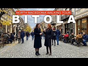 Bitola, North Macedonia walking tour 4K 60 FPS. Cozy city center with AUTUMN vibes!