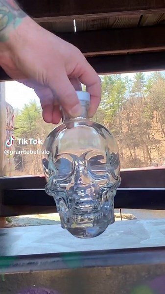 Crowned Skull Art from a Vodka Bottle