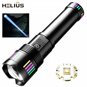 [Hot Item] 2024 New LED Professional Lighting Torch 1000m Long Range Type-C Rechargeable USB Output Digital Display LED Flashlight