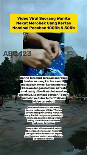 Wanita ini merobek uang nafkah untuk anaknya pemberian dari mantan Suaminya ‼️ #shorts #viral
