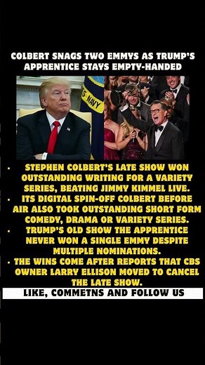 Stephen Colbert Wins 2 Emmys — Trump’s “The Apprentice” Never Won One!