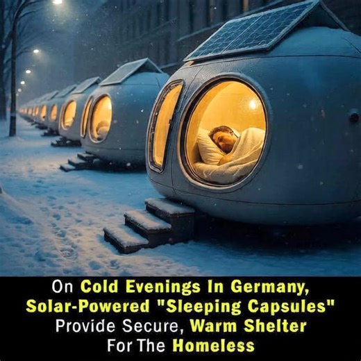 Germany has created a smart way to help homeless people in freezing winters — solar-powered sleeping pods. These small capsule shelters are placed in public areas like parks and near city buildings, giving people a warm and safe space at night. The pods are built with strong insulation and use solar panels for heating, ventilation, and light. Each pod fits one or two people and has room for belongings. For safety, the doors lock from inside, and sensors alert outreach workers to offer food or me
