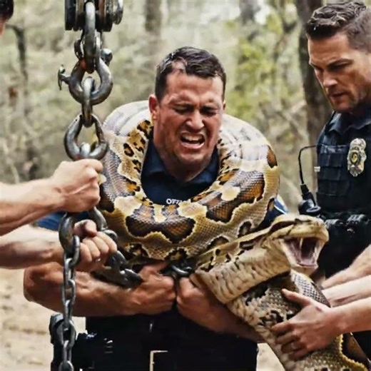 Police Officer Saved from Giant Python Attack #Shorts #PoliceRescue #PythonAttack #snakeattack