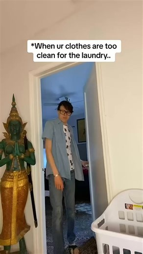 When your clothes are too clean for the laundry... 😂🧺 #CleanClothes #LaundryProblems | Modestia Selima