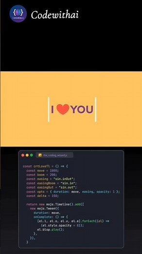 How to Say "I Love You" with JavaScript Code ❤️💻#viral#shorts#coding#html#love#css#ai#animation#code