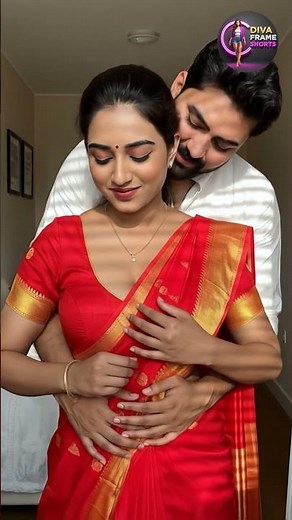 💖 Saree Surprise Love Moment | He Couldn’t Resist Hugging Her 💞 #CoupleGoals #SareeLove #sareestyle