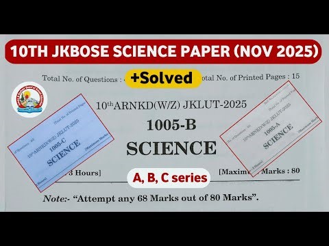 jkbose class 10th todays science paper 😱 | jkbose class 10th science paper 2025 |a,b,c series solved