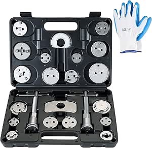 Universal Heavy-Duty Disc Brake Caliper Tool Kit | 24pcs Wind Back Tool Set for Brake Pad Replacement, Brake Caliper Compression Tool Fits most Vehicles (Black)