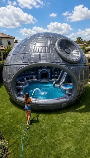 Giant Inflatable Death Star Pool | Ultimate Star Wars Backyard Pool Design