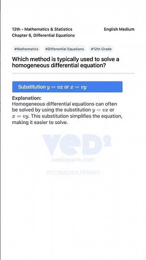 Solving Homogeneous Differential Equations 12th Math
