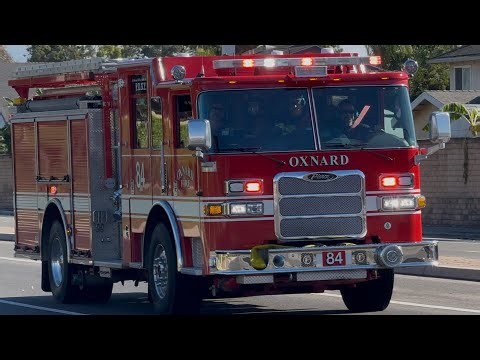 Oxnard Fire Dept. Engines 84, 81, 162, Truck 81 & Gold Coast Ambulance 662 Responding Code 3