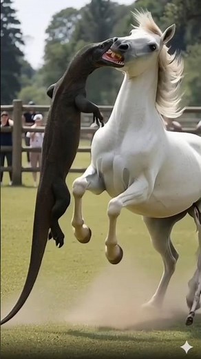 Komodo Enters the Ranch... But the Horse Shows No Mercy 🐴🔥🐉#wildlife