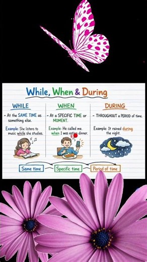 While | When | During Difference Between while, when and during #englishtips #english #vocabulary