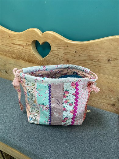 Drawstring Patchwork Knitting Project Bag - Etsy