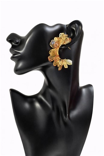 Gold Boho Flower Hoop Earrings in Stainless Steel - Etsy