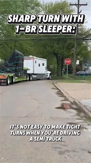 Alan Peterbilt on Instagram: "How to make a sharp turn when you are driving a 1 bedroom semi truck with an RGN trailer."