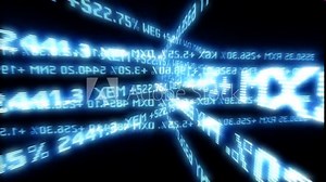 Flying stock market data digital ticker animation