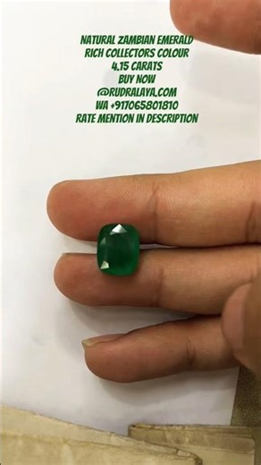 Natural Zambian Emerald Rich Collectors Colour 4.15 Carats Buy Now @Rudralaya.com WA +917065801810
