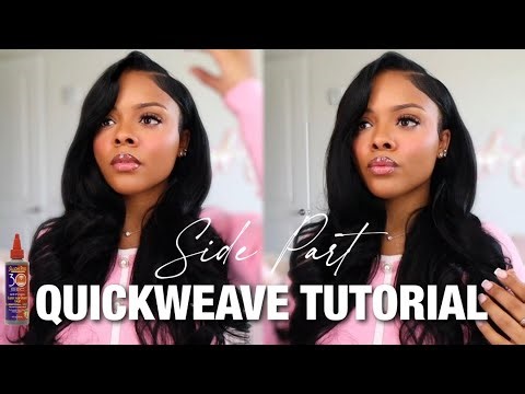 DIY DEEP SIDE PART QUICKWEAVE TUTORIAL + BLENDING TYPE 4 LEAVE OUT!! DETAILED 🩷✅ ft. CurlsQueen