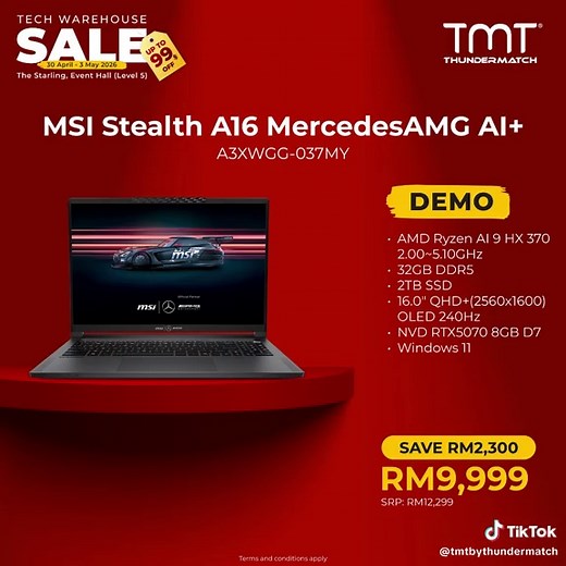 TMT Tech Warehouse Sale: Up to RM5,188 OFF Demo Units!