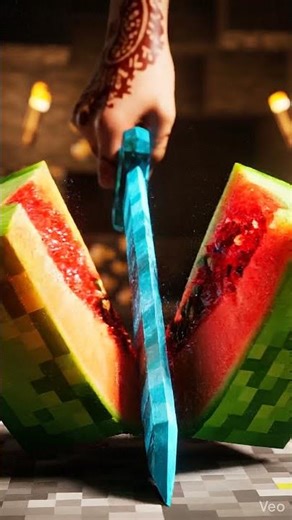 Cutting a Melon Block in Minecraft 🍉 (AI ASMR)