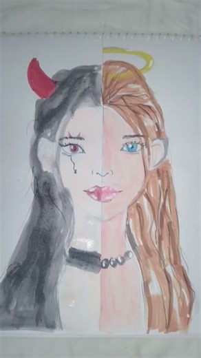 Angel 😇 vs devil 👿 drawing part 2 #art#creative #shorts