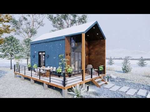 Modern Small Wooden House 30m2 - Beautiful Cabin Design in Nature | Exploring Tiny House