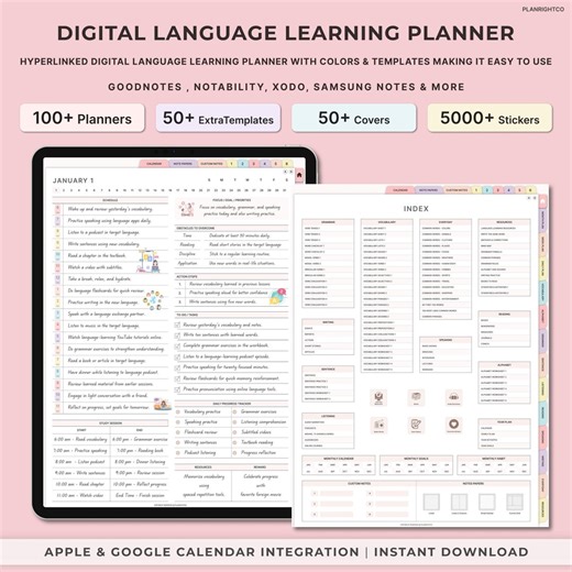 Vocabulary Workbook, Digital Language Learning Planner, iPad Language Planner, Digital Goodnotes Planner, Any Language Learning Planner iPad - Etsy