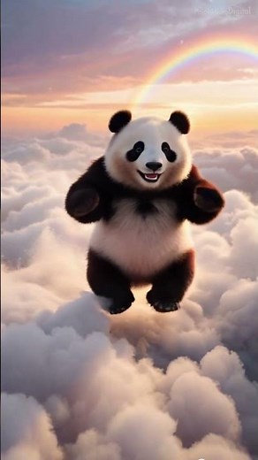 Realistic Panda Running on Clouds ☁️ | Cinematic AI Short in 4K