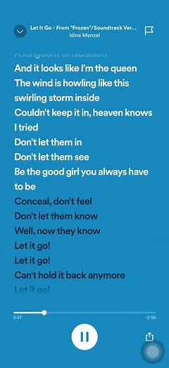 Idina Menzel - Frozen Song Lyrics