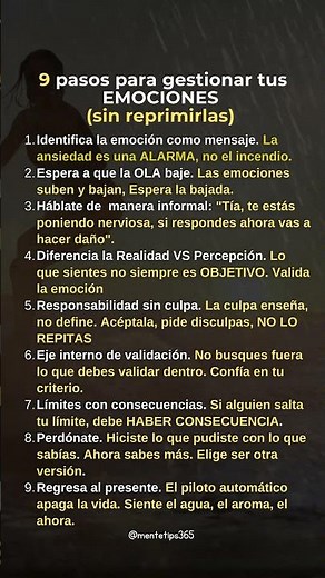 9 pasos para gestionar tus emociones sin reprimirlas 🧠. #Emociones