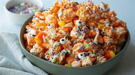 Spooky Halloween Candy-Coated Popcorn Recipe
